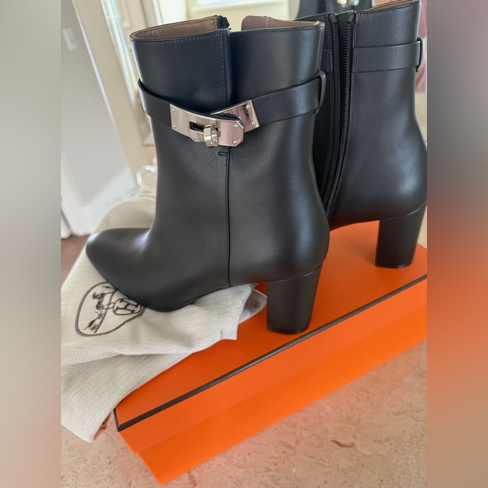 Black Leather Ankle Boots from Hermes